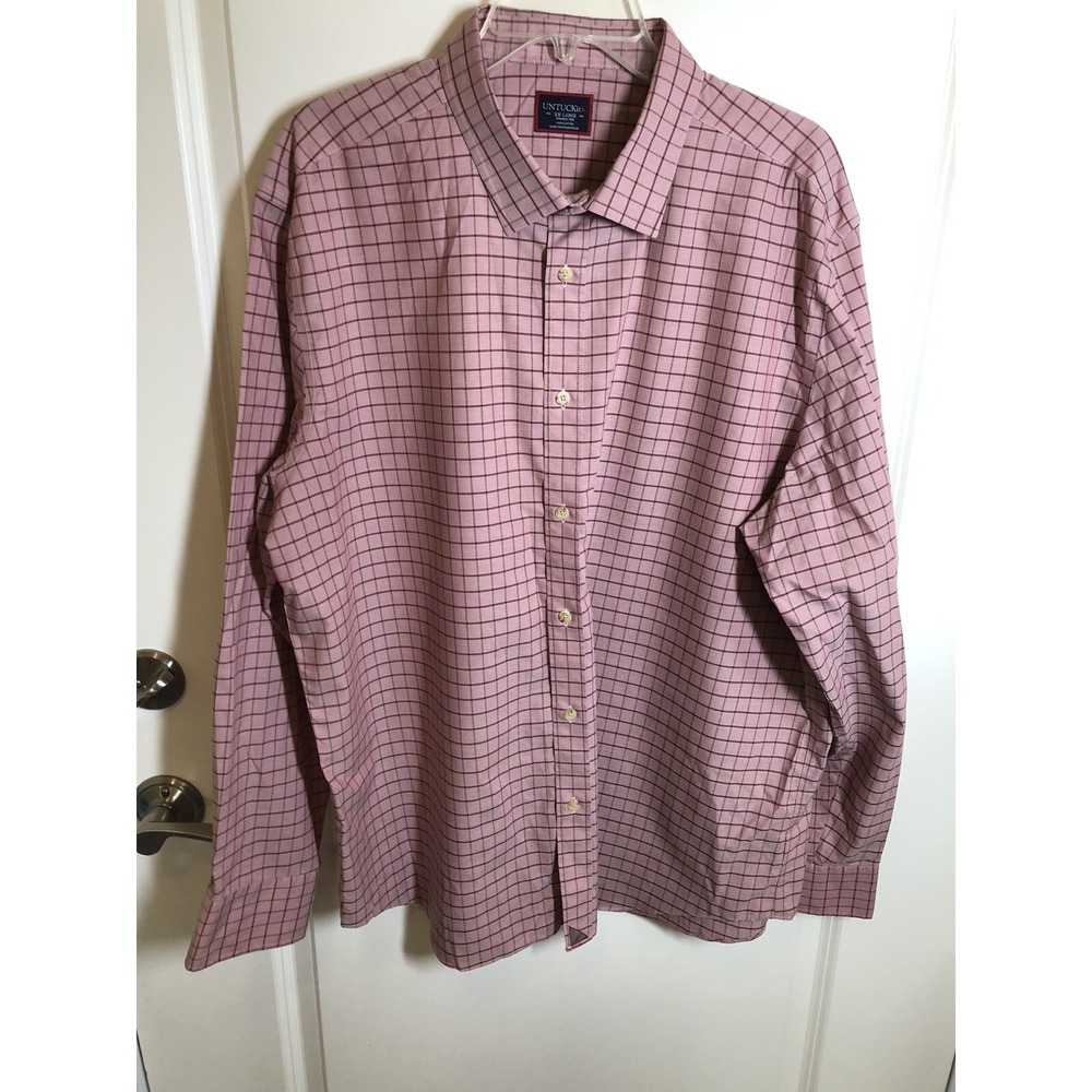UNTUCKit Shirt Men 2XL Pink Wrinkle Free Casual Preppy Career City